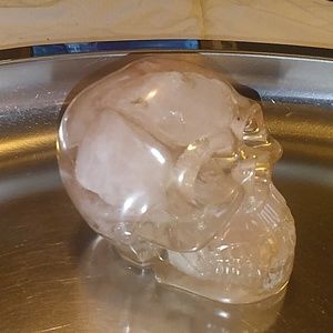 Rose quartz crystal skull